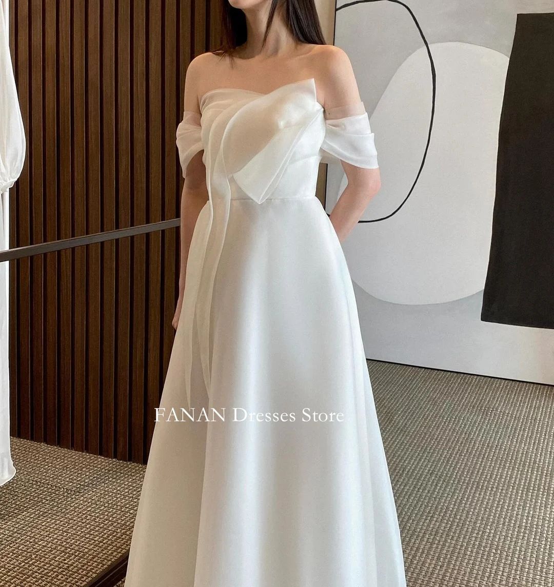 FANAN Korea Strapless Simple Corset Wedding Dresses 웨딩드레스  Travel Photography Ruched Custom Made Organza Bride Gowns Plus Size