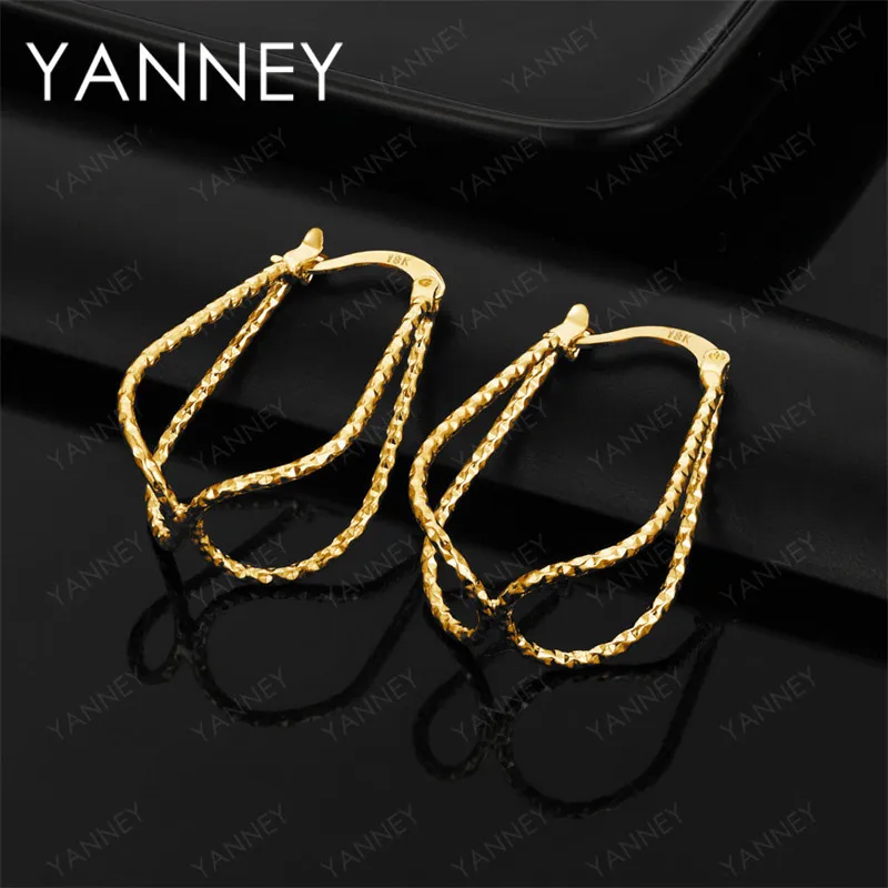 

Charming 925 Sterling Silver 18K Gold 27mm Geometric Hoop Earrings Women's Accessories Party Gift Jewelry Wedding