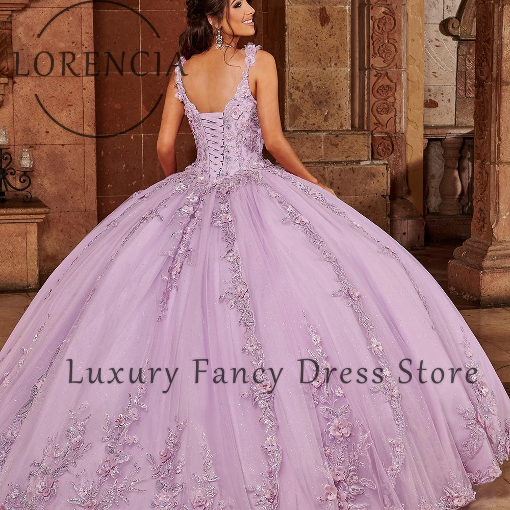 Princesse 3D fleurs Quinceanera robes pour fille Applique douce 16 fête d'anniversaire robe de bal personnalisé vestidos de 15 ans 2025
