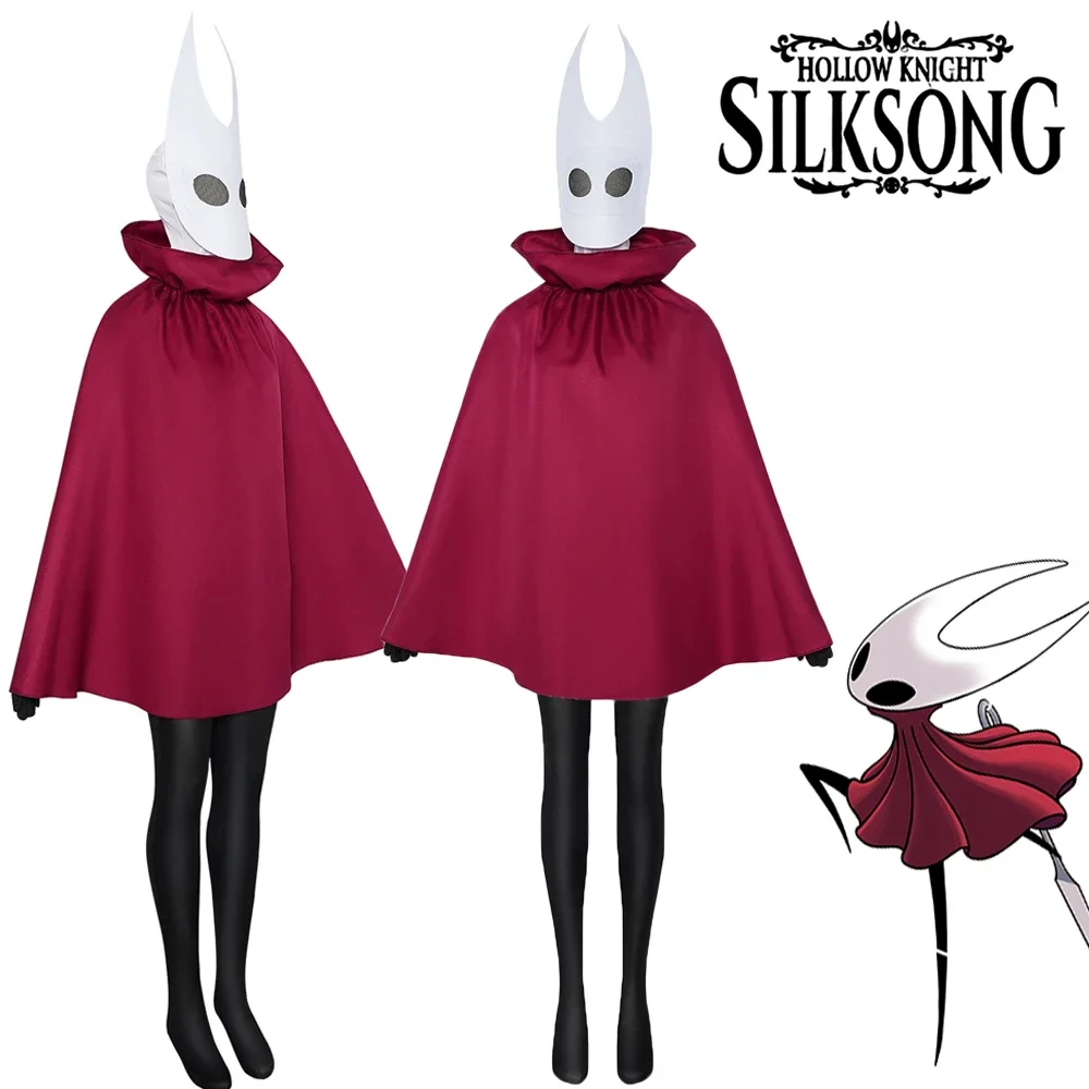 

Game Hollow Knight Silksong Hornet Cosplay Costume Adult Coat Cloak Bodysuit Suit Uniform Halloween Clothes Outfit