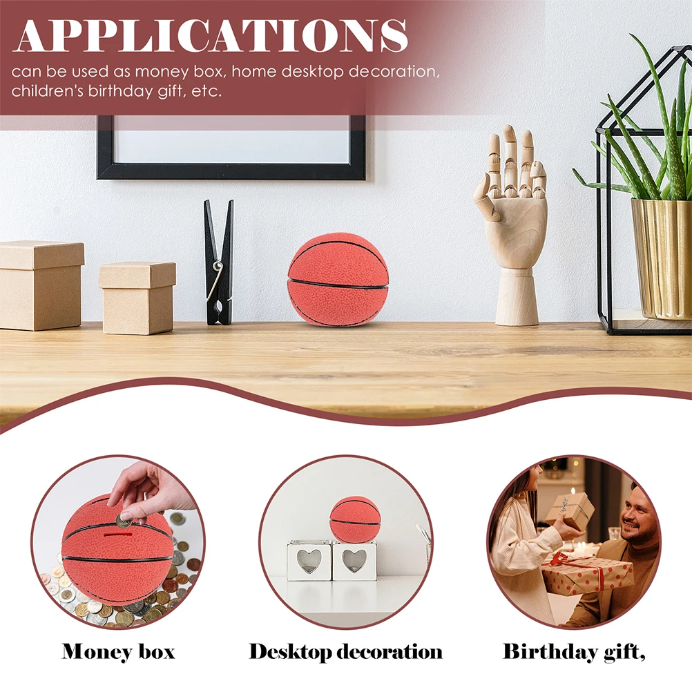 

Vinyl Piggy Bank for Girls and Boys Spherical Basketball Design Safe Anti-Drop Coin Bank Container Home Supplies Decorative Use
