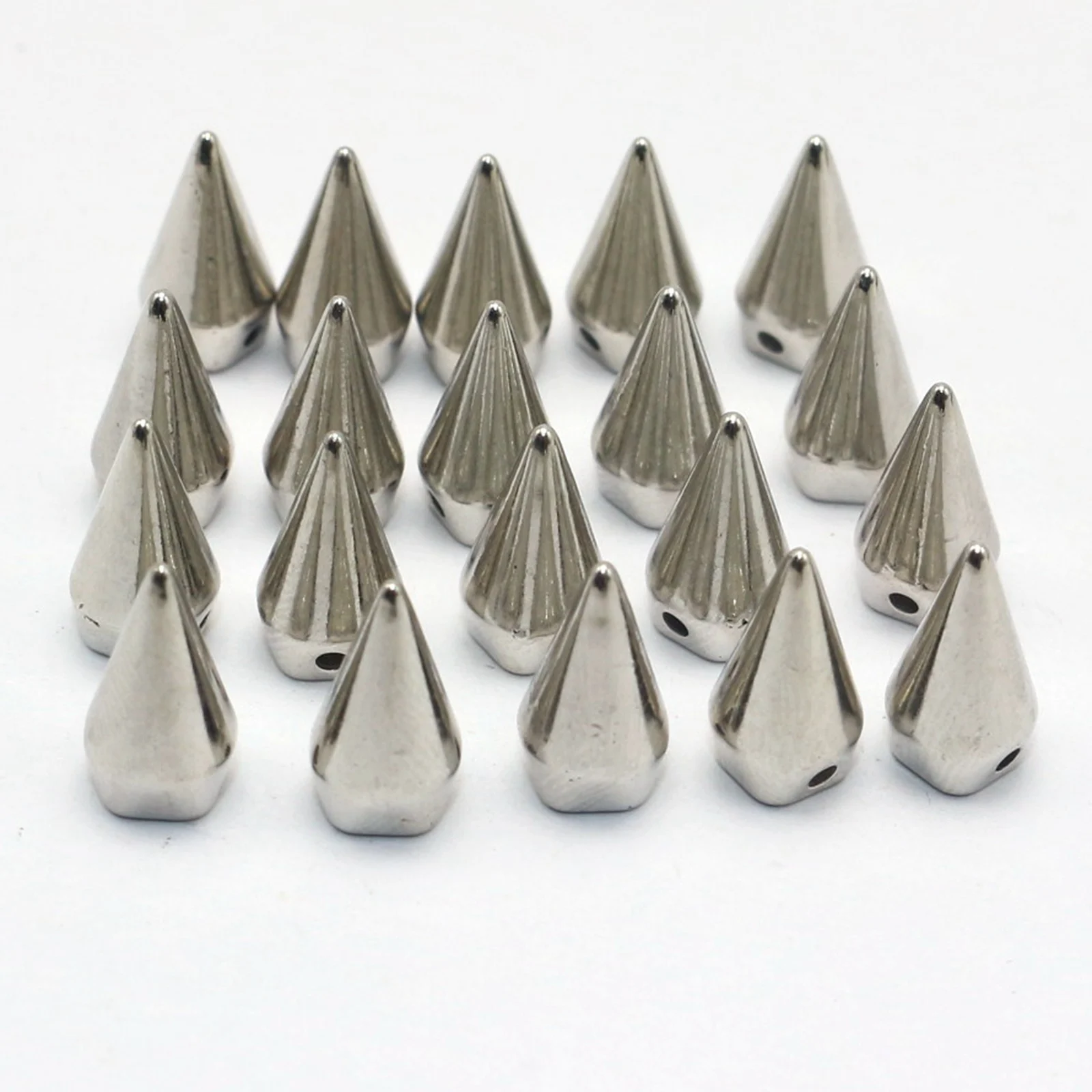 100 Silve Tone Golden  GunBlackMetallic Rock Punk Spike Rivet Acrylic Taper Stud Beads 13X6mm 