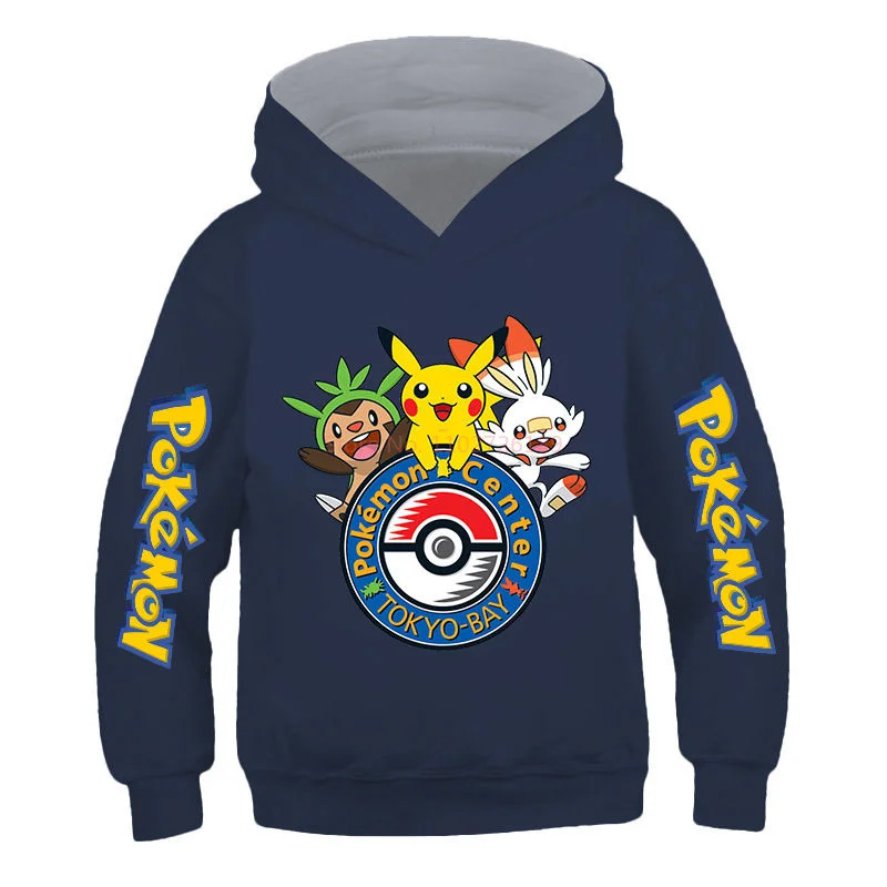 Nowy Pokemon kostium dla dzieci wiosna chłopiec bluza z kapturem ubrania dla dzieci śmieszne Pikachu Pokemony bluzy dla nastolatków 13-14 lat chłopcy bluza