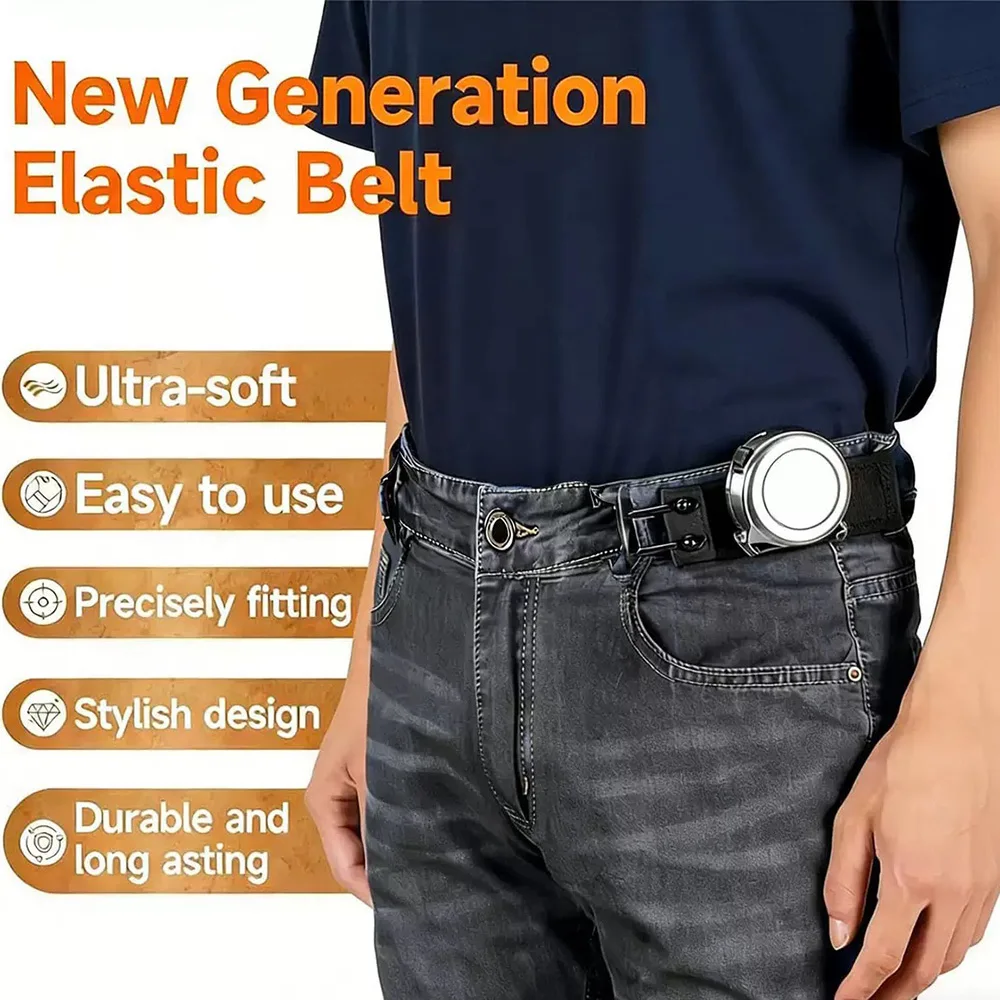 Adjustable Elastic Waistband Buckle with Magic Tape & Metal Hooks