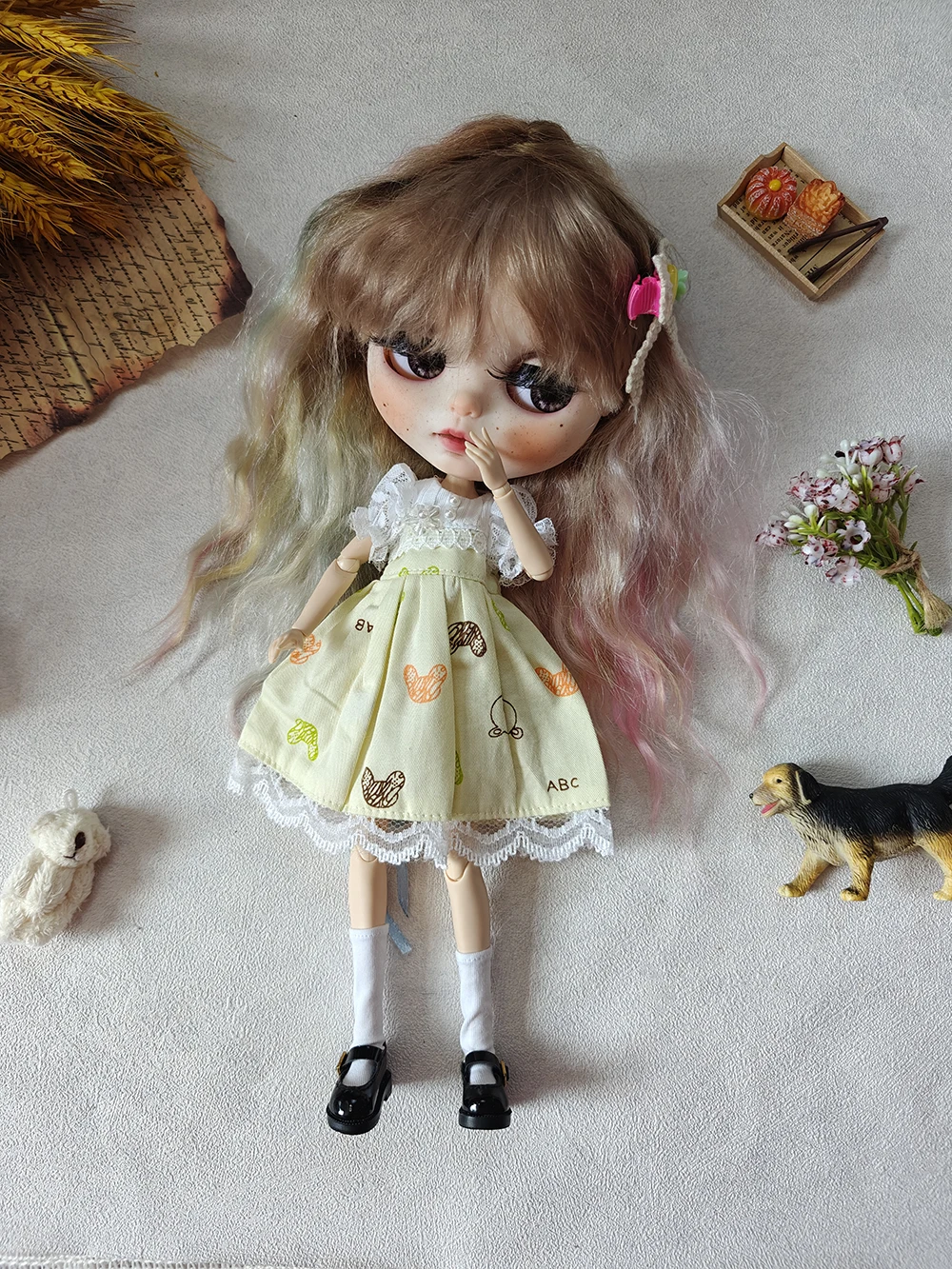 

Новая одежда для куклы Блайт, платье с лимоном, винтажное кружево - милый аксессуар Ymy Licca Azones Ob22 24 27 YMY, аксессуары для кукол, аксессуары для кукол