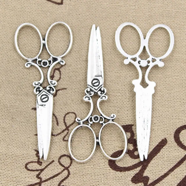 10 sztuk Charms nożyczki do szycia 61x25mm antyczny brąz kolor srebrny wisiorki dokonywanie DIY Handmade tybetańska biżuteria z brązu