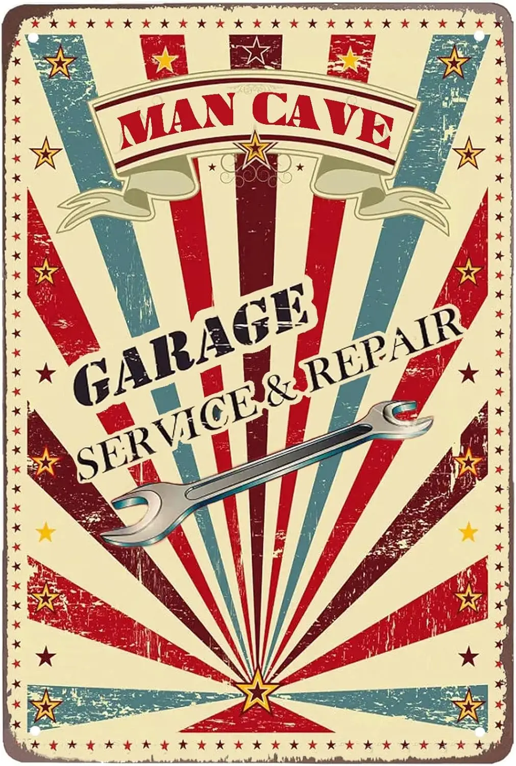 Vintage Metal Sign MAN CAVE GARAGE SERVICE & REPAIR Retro Tin Wall Art for Garage, Workshop, or Man Cave Decor 12 * 8 Inches