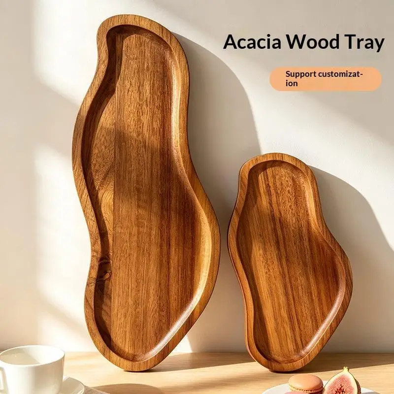 Solid Acacia Wood Sink Tray Multi Purpose Candle Holder Tray For Dressing Table Bathroom Home Small Decor