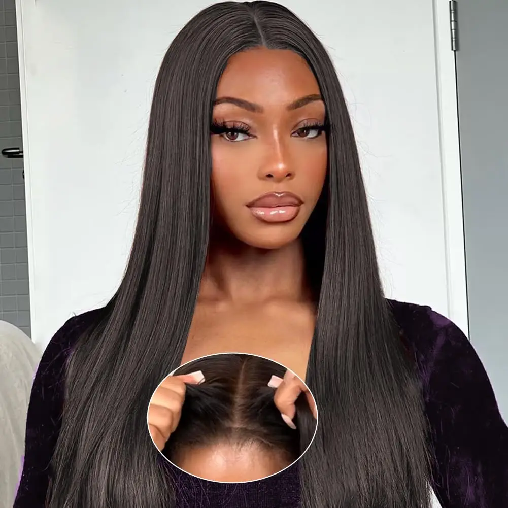 5x5 HD Lace Closure Glueless Wigs 4x6 Bone Straight Pre Cut Lace Wig Human Hair Brazilian 36 Inch Transparent Lace Frontal Wigs