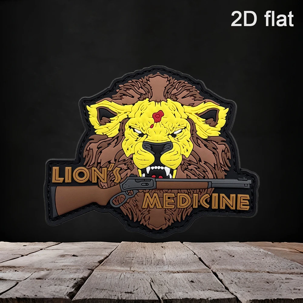 Specifications Available: 1Pc/2Pcs/3Pcs 2D Trendy Cool Lion English Pvc Rubber Hook-And-Loop Patch with Luminous Effect, Includes Adhesive Backing, 3D Embossed Fangs and Forehead Area with Strong Luminous Effect, Size 8.2Cm×10Cm, Rich Color Layers, Waterproof, Wear-Resistant, Non-Fading, Suitable for Tactical Vests, Work Backpacks, Functional Tactical Decorative Patches