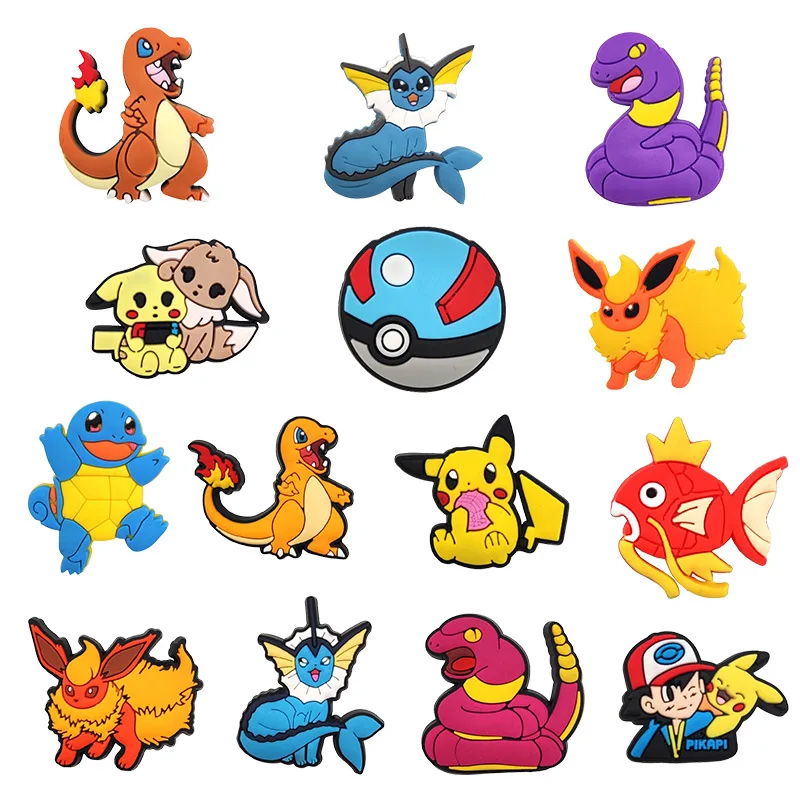 

MINISO cartoon Pokemon Pikachu 10-200PCS Shoe Charm MIX wholesale PVC Decoration DIY Detachable Waterproof For Party Gift