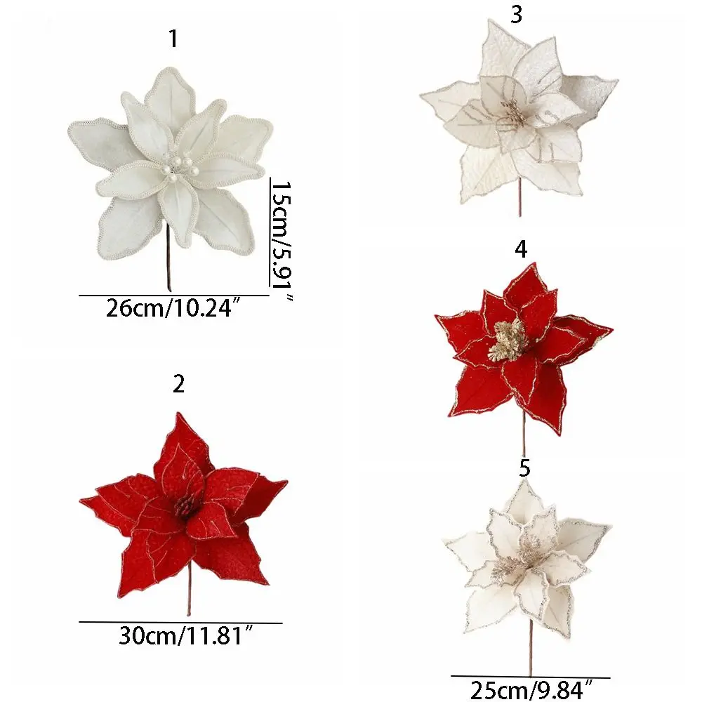 Cores vibrantes flor de natal artificial de alta qualidade atraente simulação flor de natal de longa duração flor de brilho festivo