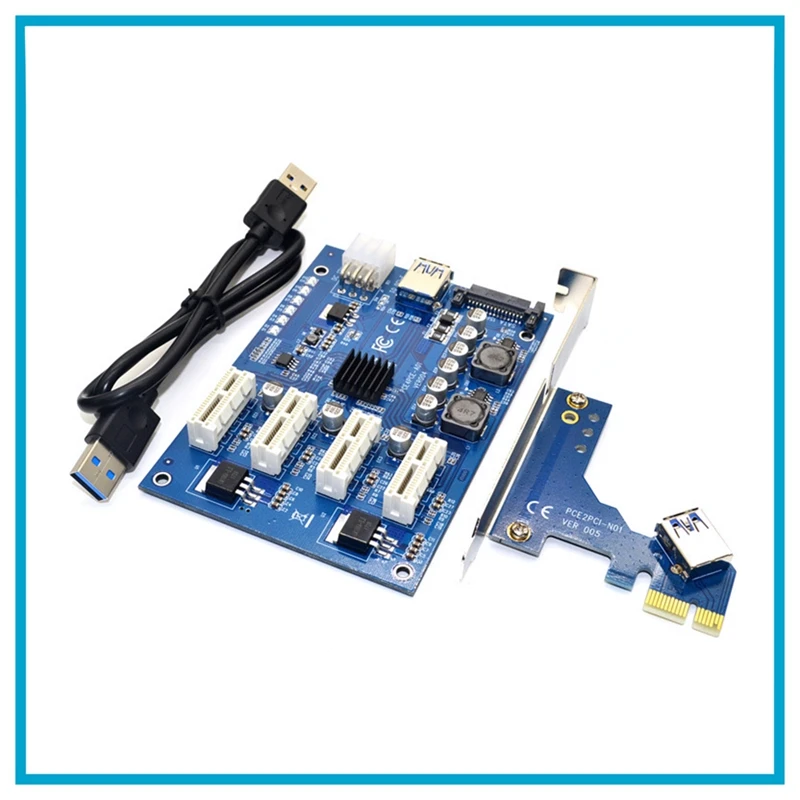 PCI-E X1to4pci-E X16 Expansion Kit 1To4 Port PCI Express Switch Multiplier HUB 4Pin USB Riser Card For BTC Miner Mining