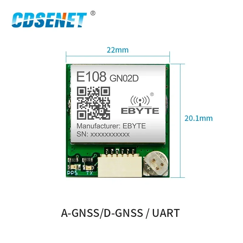 E108-GN02D NMEA0183V4.1 10Khz 2.8V GPS Tracking GLONASS GALILEO QZSS SBAS 6pin DIP CDSENET Satellite Positioning Module