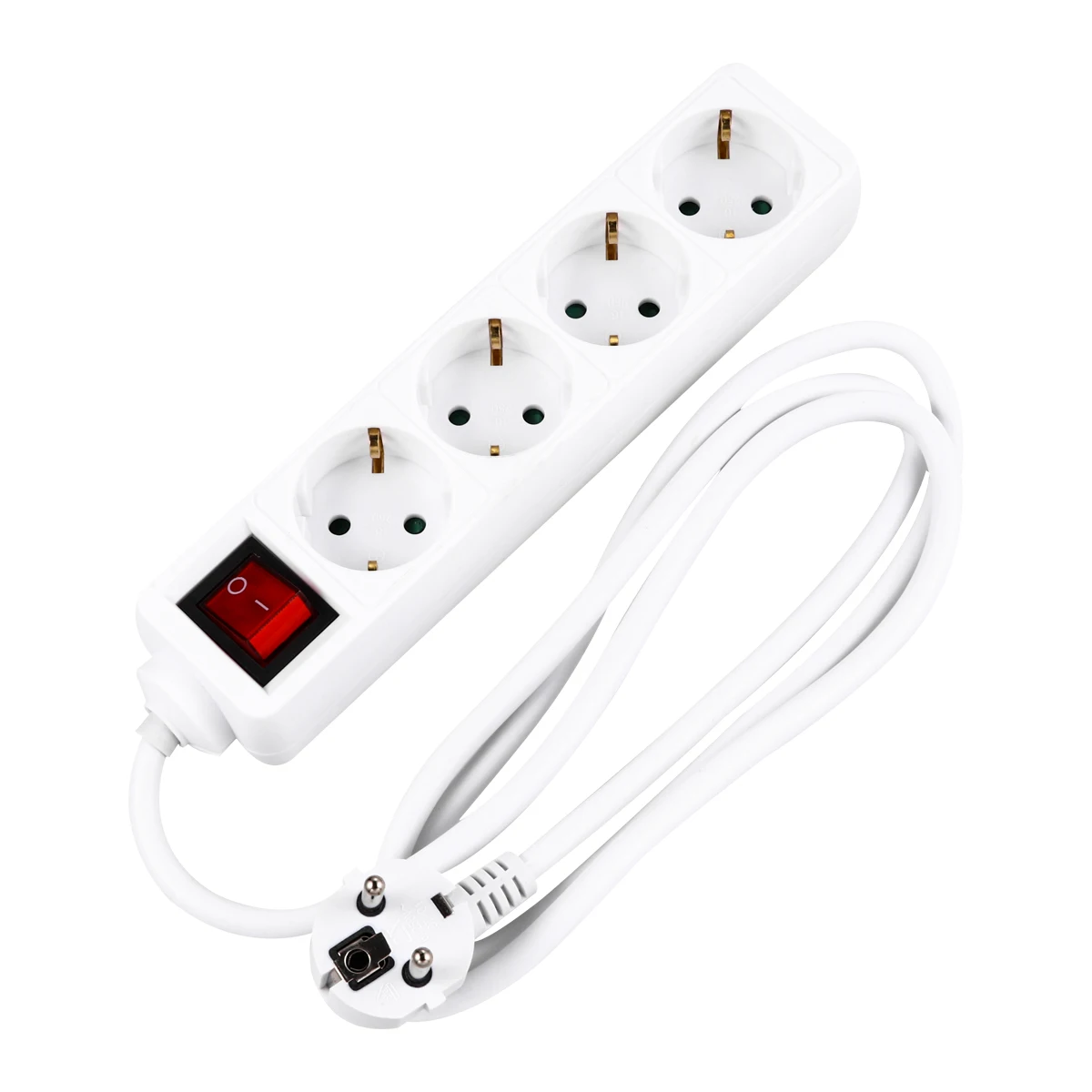 

4 Outlet EU Plug Socket Power Supply Mains Lead Strip Adapter Wall Extension Cable Durable Home Office Use