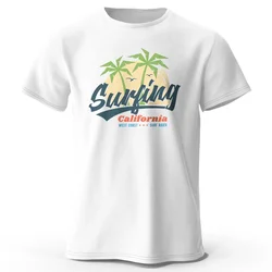 Vintage Surfing Carlifornia Men's Graphic Print T-Shirt 100% Cotton O-Neck Short Sleeve Tops Oversized Style Tees for Holiday