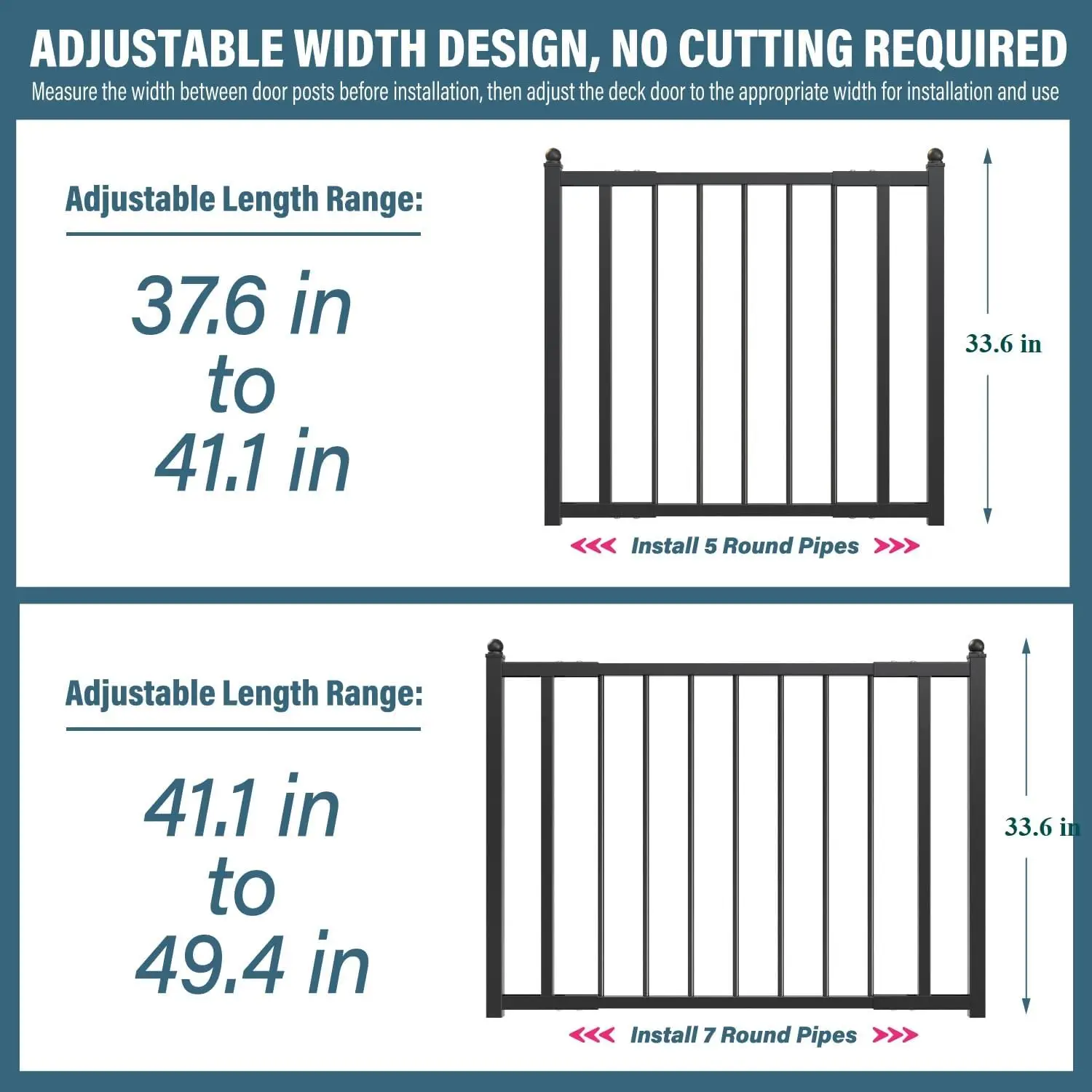 Outdoor Expandable Deck Railing Gate 3-4 Ft W x 32