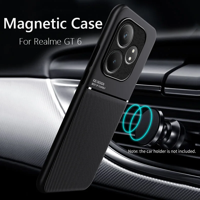 ShockProof Car Magnetic Leather Soft Frame Cover For Realme GT 6 GT6 6T GT6T Neo6 SE Neo 6 SE 5G Phone Cases Capa Funda