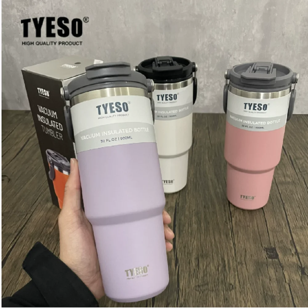 Taishuo Ice King Cup Handheld Double Drink Large Capacity 304 Stainless Steel Insulated Cup with Straw Car Cooling Cup