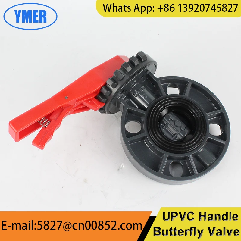 UPVC Butterfly Valve Clamped Handle Butterfly Valve PVC Flange Clamped Acid and Alkali Resistant Manual Butterfly Valve in stock