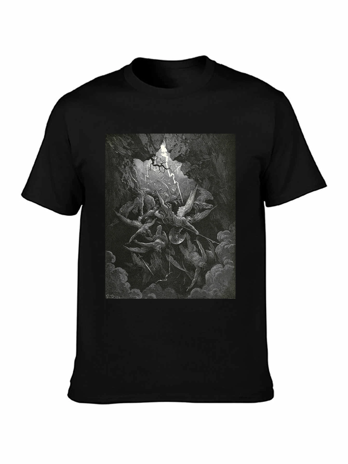 غوستاف دور تي شيرت فم الجحيم 1870 غوستاف دور التوضيح النقش ميلتون الجنة المفقودة تي شيرت