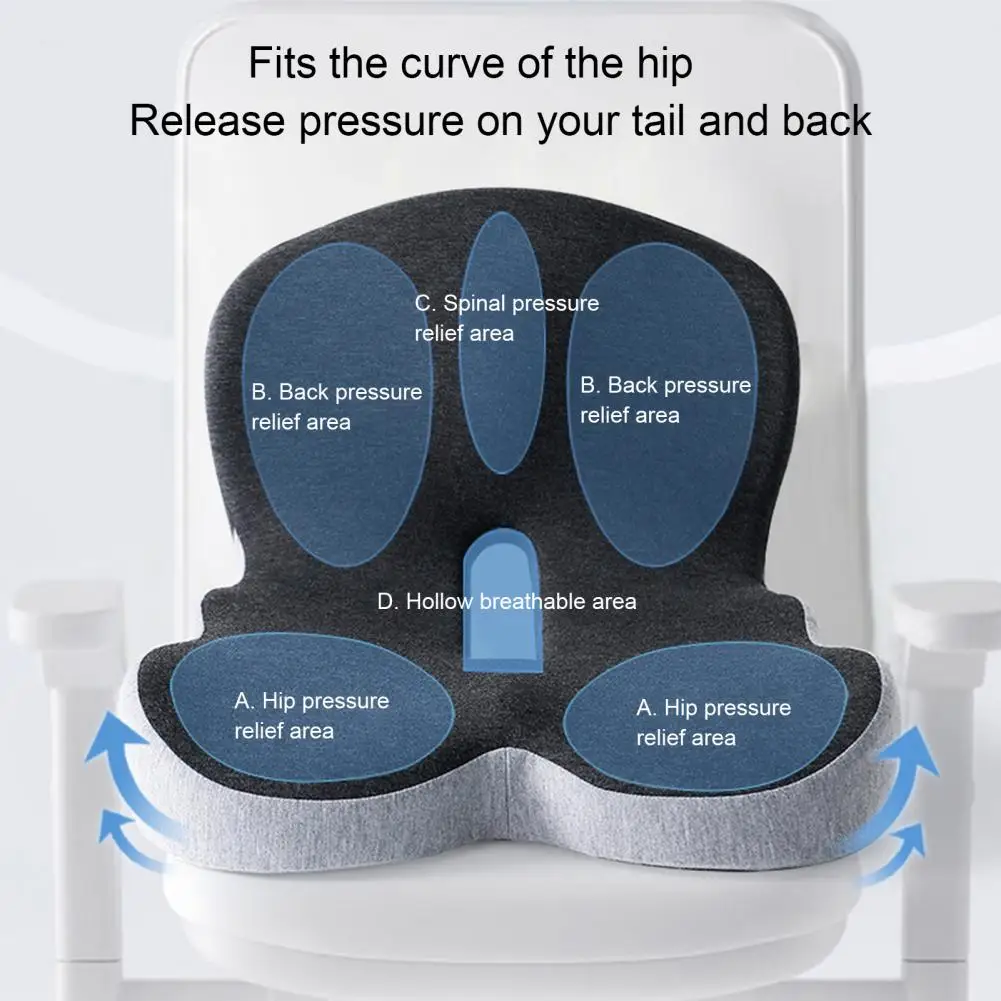 Posture Correcting Cushion Memory Foam Seat Cushion with Anti-slip Bottom Pressure-reducing Waist Support L-shaped Office Chair