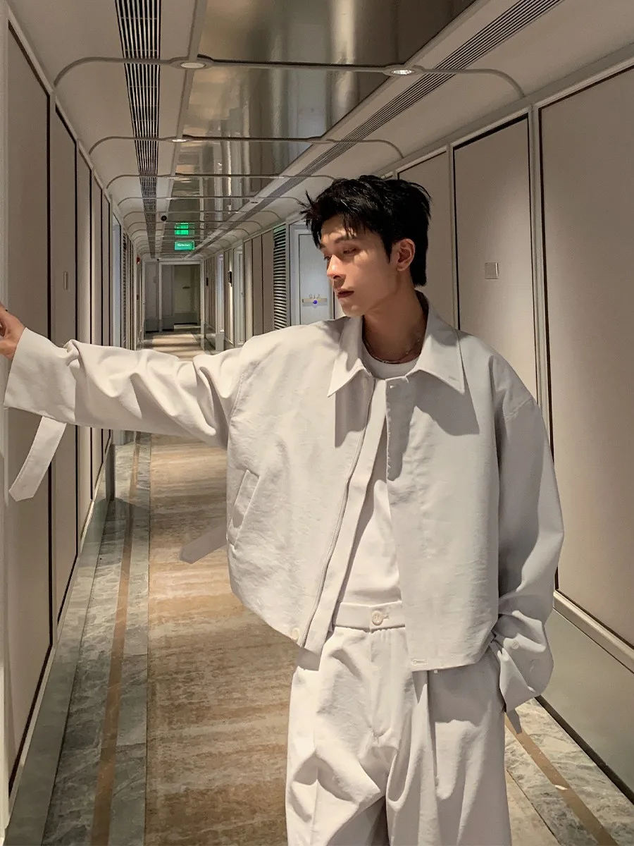 

Hualun Men's Spring Autumn Jaet Set Casual Admin Sle Loose Fit Long Sve Zipper Decorated Polyester Fiber Windproof