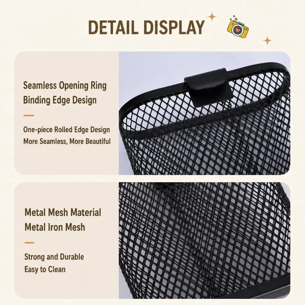 Cute Metal Hanging Pen Holder Mesh Semi-Circle/Oval Pencil Cup Pen Container Gift