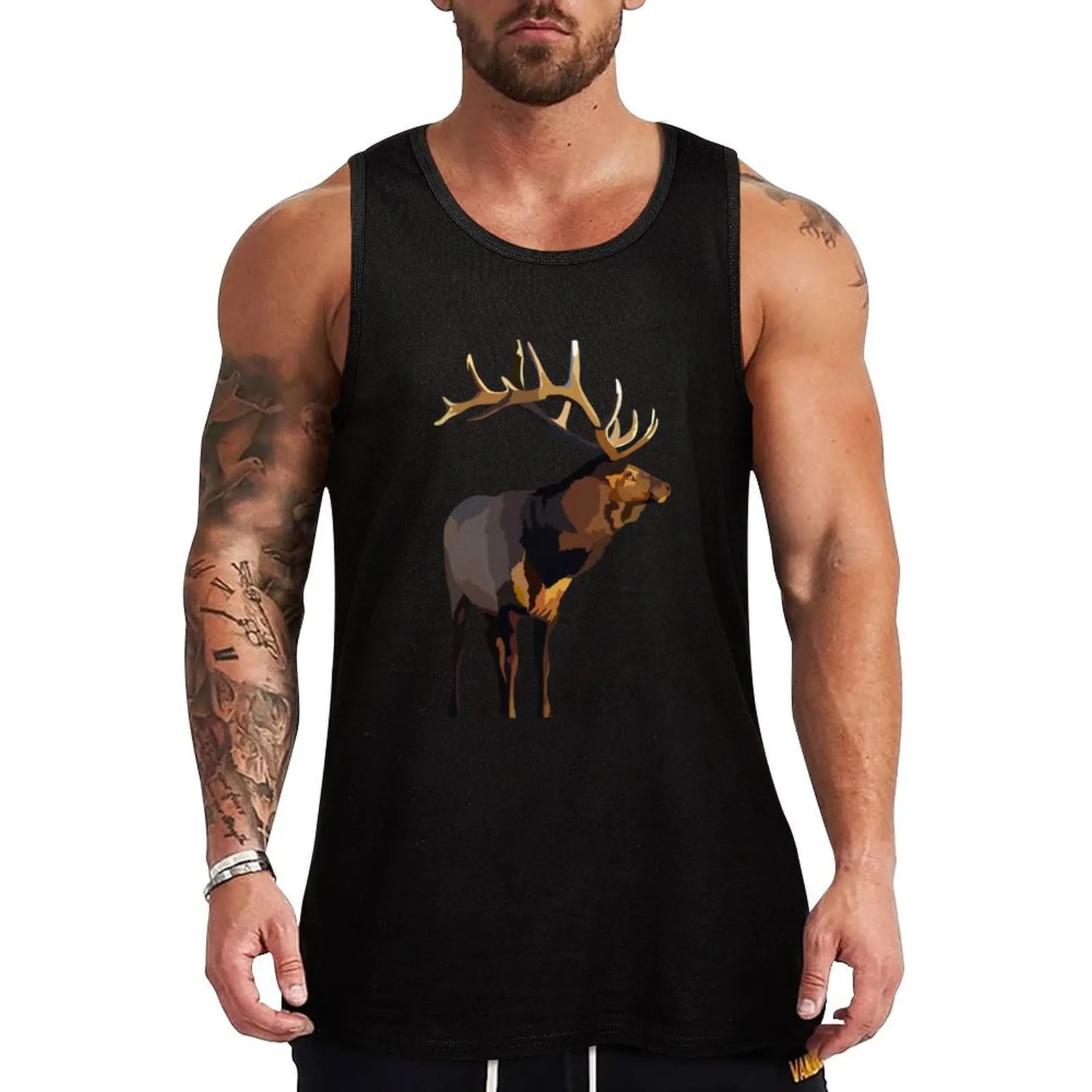 E is for Elk Tank Top T-shirts men fitness clothing for men