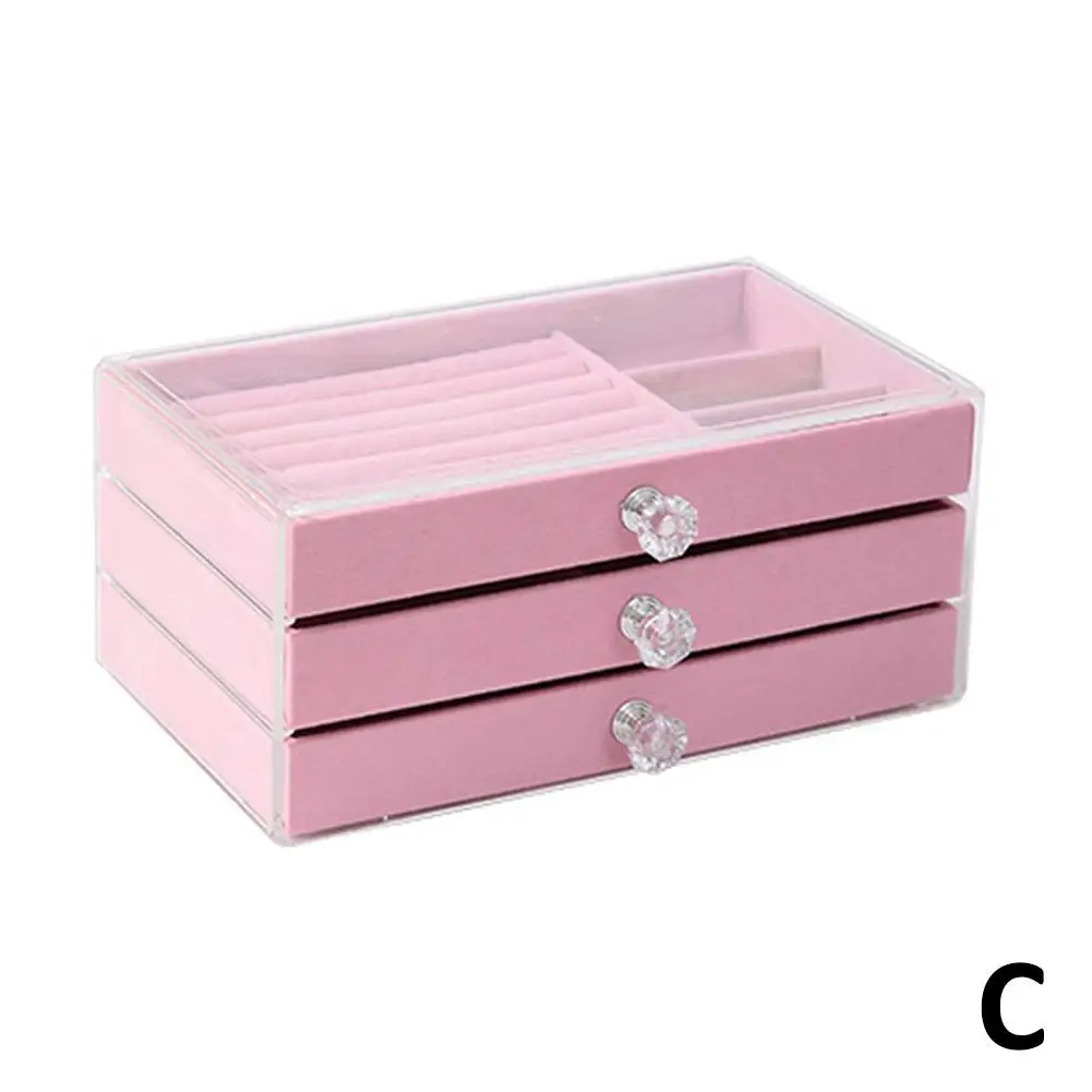 Velvet Multi-layer High-end Storage Jewelry Box Large Capacity Display Acrylic Jewelry Organizer For Earrings Studs Necklac W8Z8