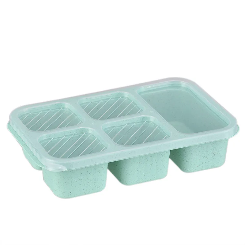 5 Grids Divided Serving Tray Storage Box with Lid Portable Lunch Box Fresh-keeping Snack Fruits Veggie Food Box