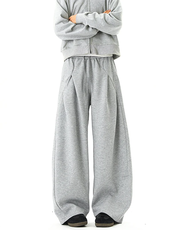 

American Sle Heavyweight Curved Blade Sports Sweatpants Men's Loose Wrinkle Design Casual Long Pants Men's Wide Leg Trousers