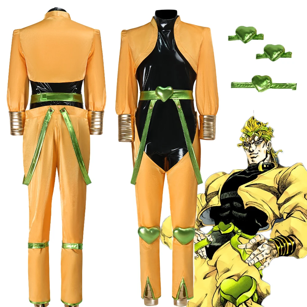 

Anime JoJo Cosplay Bizarre Adventure Yellow Black Costume Brandy Roleplay Jumpsuit Coat Pants Outfits Halloween Carnival Party