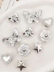 10PCS Shoe Charms Buckles DIY Clog Accessories Butterfly Bowtie Decor Fit Women Bubble Slides Slippers Beach Bag Sandals Gifts