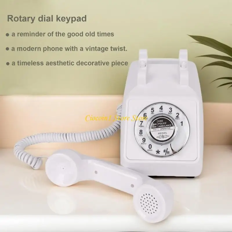 A3PC 1Set Functional Rotary Wheel Desk Landlines Phone Old Design Loud Sound Easy Use Strong Build for Traditional
