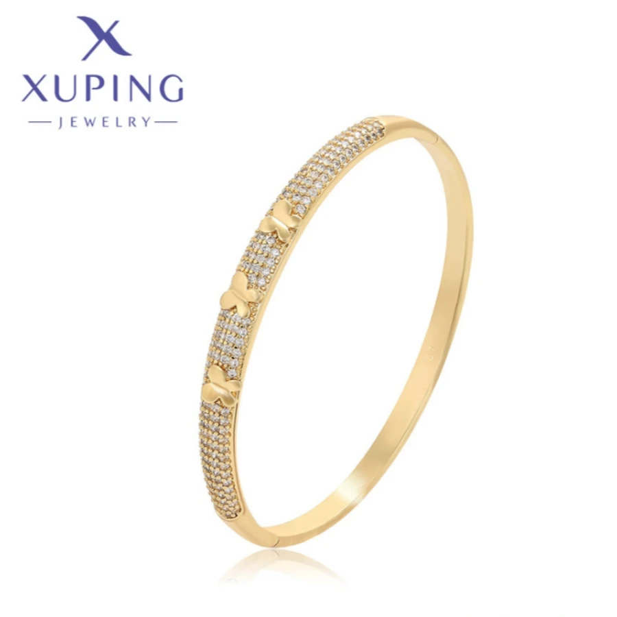 Xuping Jewelry Hot High Quality Geometry Unique Fashion Gold Color Bangle for Women Exquisite Birthday Christmas Gift X000826661