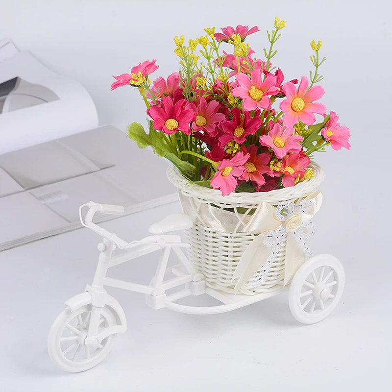 Mir à Fleurs en Rotin à Trois Roues, Vase de Rangement, Mignon, Ornement de Pot