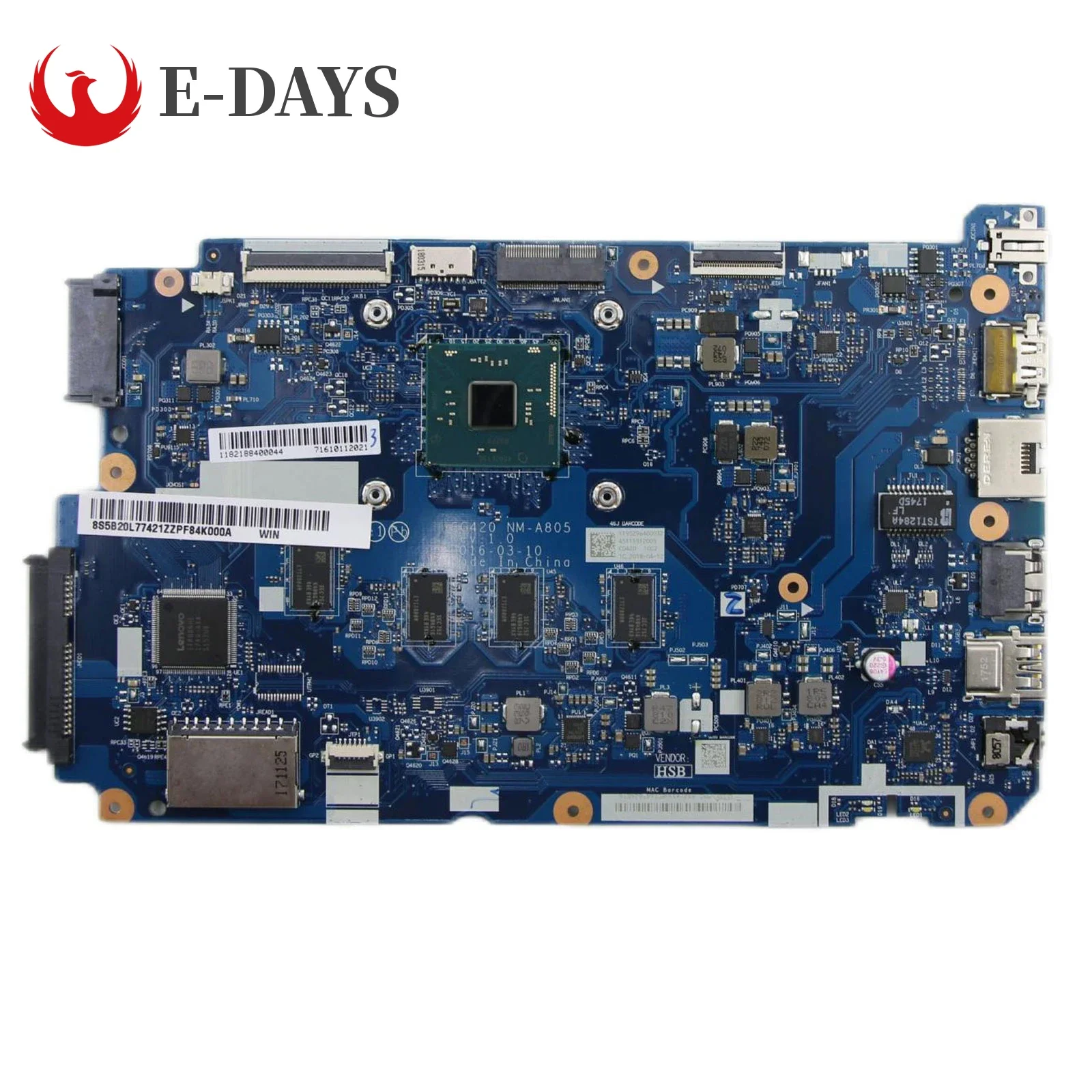 

Основная плата для IdeaPad 110-14IBR NM-A805, материнская плата для ноутбука Lenovo с процессором N3160, 4G RAM, 100% полностью протестирована