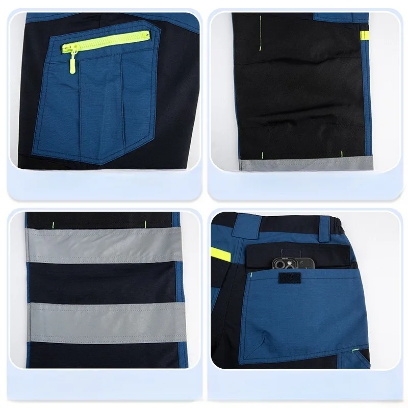 Spring Autumn Multi Pocket Work Pants Rip Resistant Durable Construction Factory Workshop Uniform Trousers