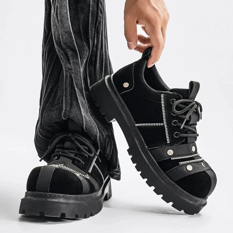 أحذية رجالية عالية الجودة مصمم أزياء الشارع نمط الجلد المدبوغ أحذية رجالي الاتجاه في الهواء الطلق أحذية رياضية رجالية عادية Zapatillas Hombre #2