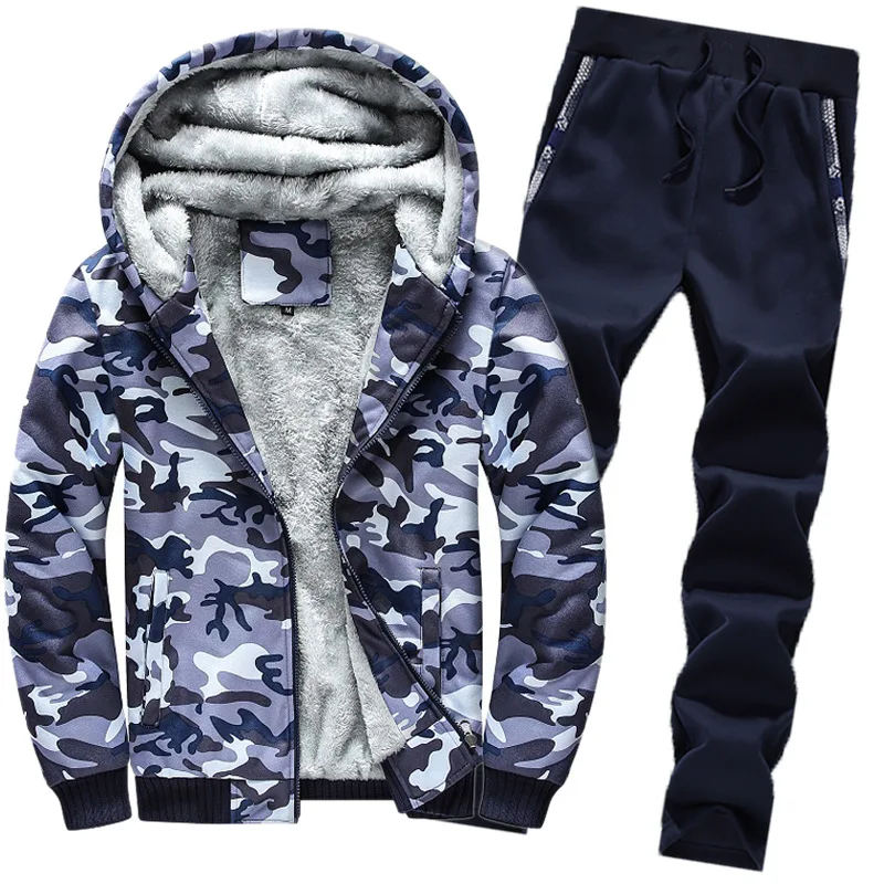 

Winter New Style Plus Velvet Men's Sportswear Sweater Suit Set Large Size Hoodies Sweatshorts