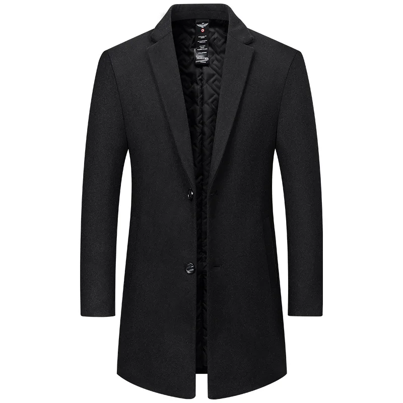 

Brand Winter Business Casual Trench Coats Men Turn-Down Collar Solid Color Long Mens Jacket 2024 Fashion Windbreaker Clothes Men