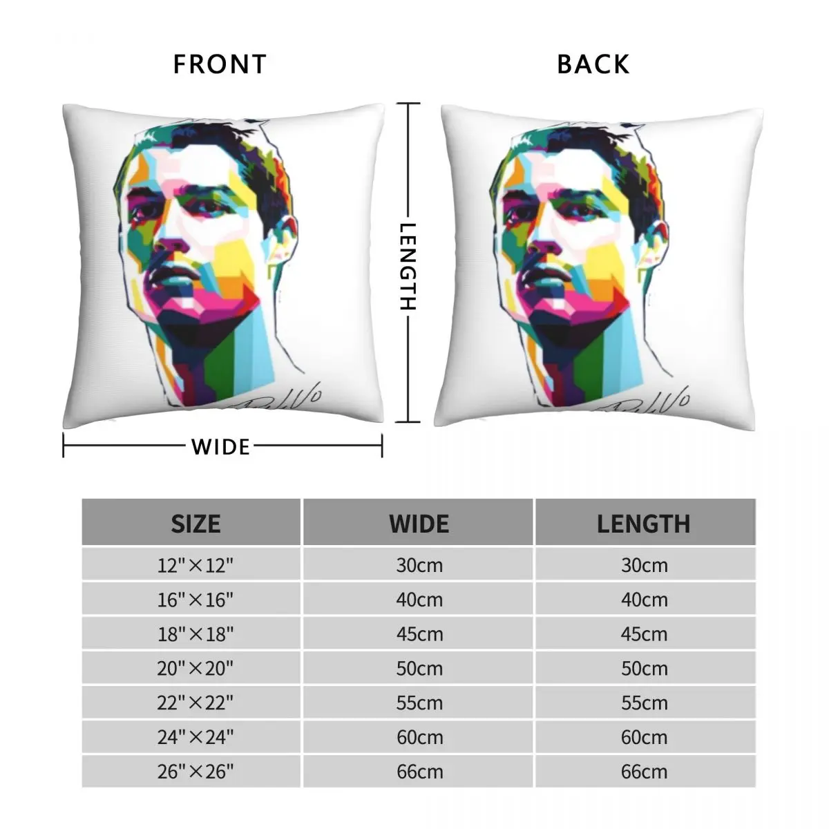 Ronaldo Sign Square Pillowcase Polyester Linen Velvet Printed Zip Decor Pillow Case Room Cushion Cover Wholesale