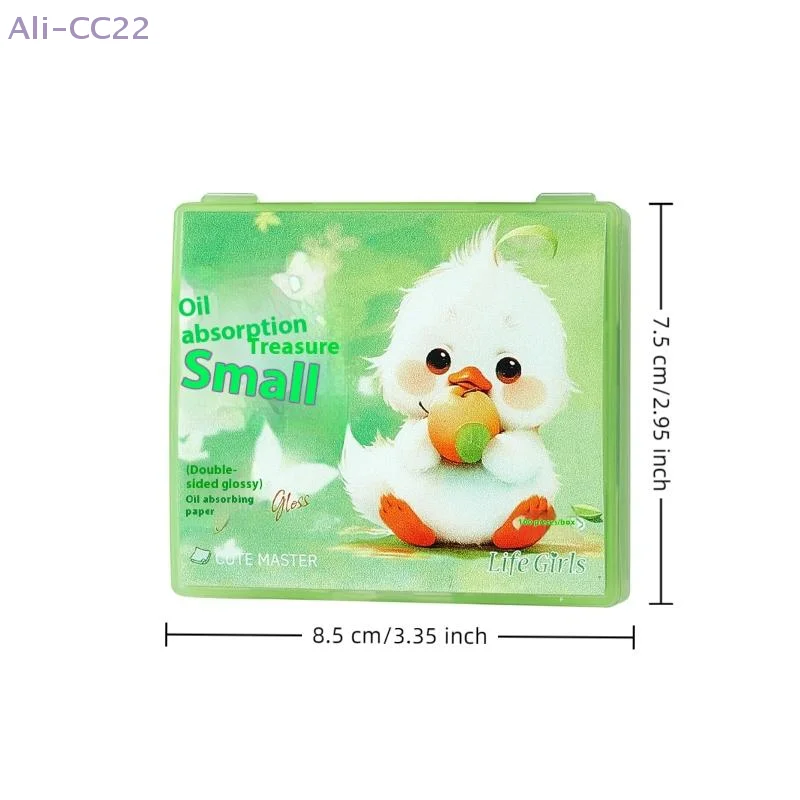 {CC22} 100 ورقة من أوراق نشاف الزيت الكرتونية مع علبة منتفخة مرآة أداة مكياج متينة لتنظيف زيت الوجه #6