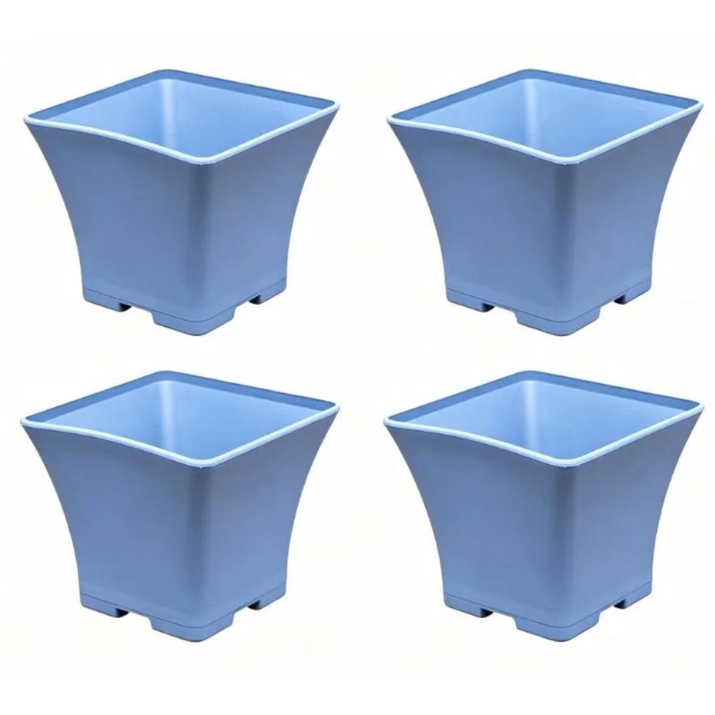 Breathable Plant Pot Square Flower Pot For Home Garden Sturdy Pp Material Deformation Resistant Water Drainage System