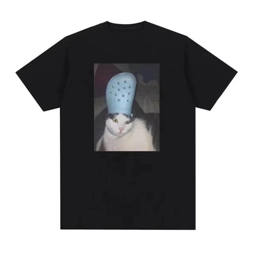 

2025 Funny Meme Cat Print Graphic T Shirt Men's Women Vintage High Quality Fashion T-shirts Tops O-Neck Cotton Oversized T-shirt