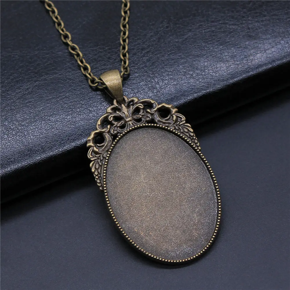 45 Or 70cm Long Chain Accessories For Women Fit Oval 30X40Mm Glass Cabochon Base Setting Tray Jewellery Making Pendant Necklace