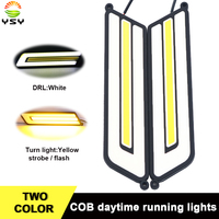 YSY 2Pcs Led Car DRL Daytime Running Lights Waterproof Universal Auto Headlight Turn Signal Yellow Flash/strobe Day Light