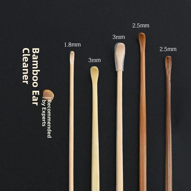 Bamboo Wooden Ear Spoon Non-Damaging Ear Cleaning Tool Professional Ear Wax Removal Instrument Safe for Home Use