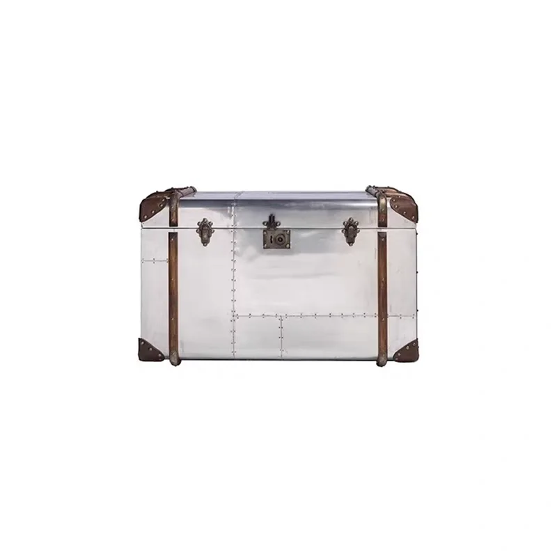 B&B Industrial Style Aluminum Coffee Table Retro Rattan Craft Box Side Table Second-hand Whiskey Bar Storage Tea Table